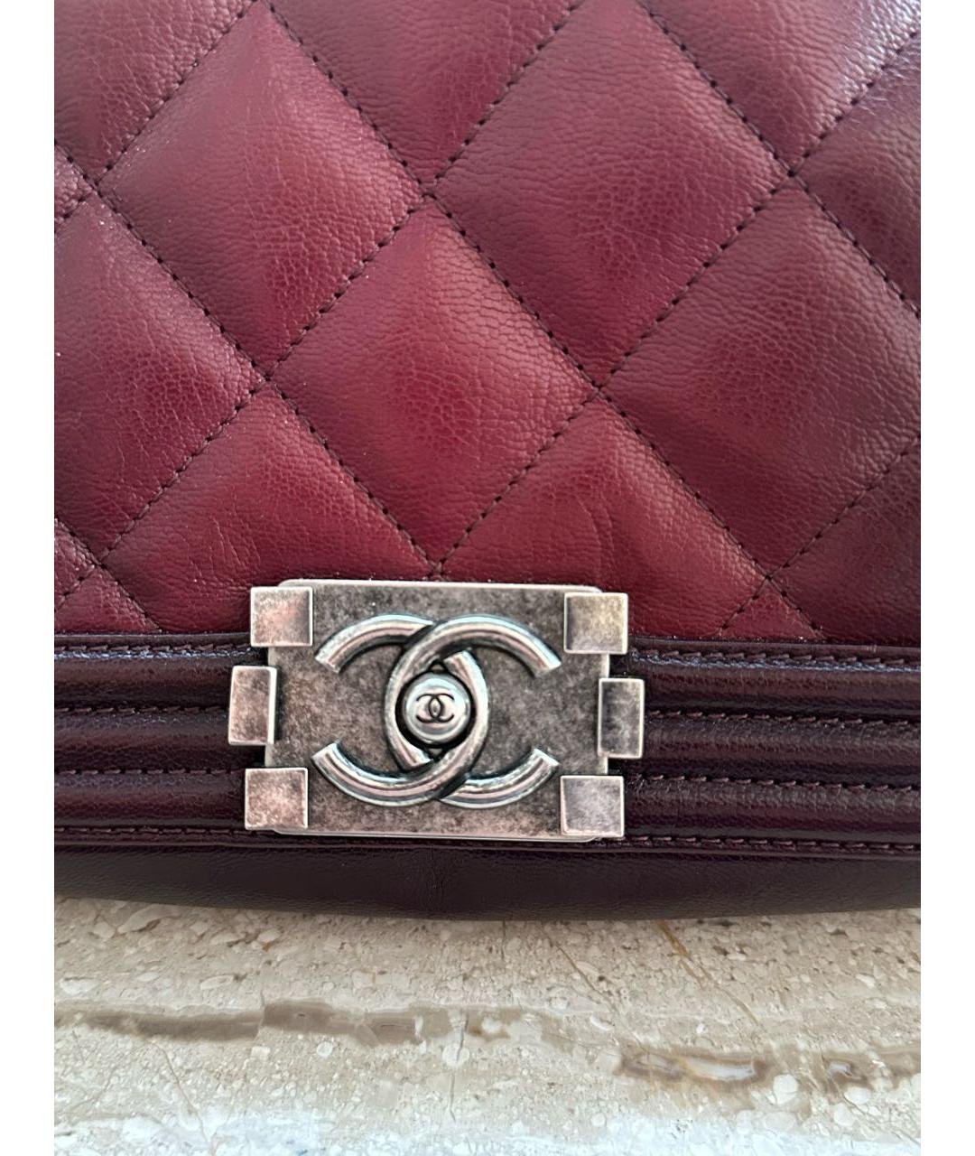 CHANEL Бордовая кожаная сумка через плечо, фото 7