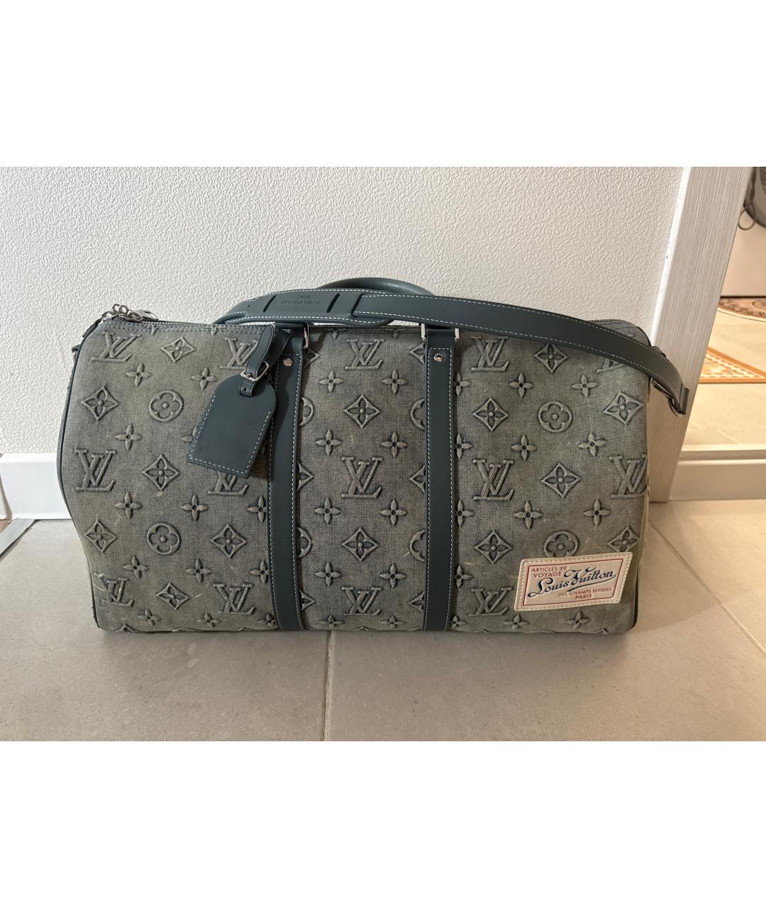 LOUIS VUITTON Голубая деним дорожная/спортивная сумка, фото 5