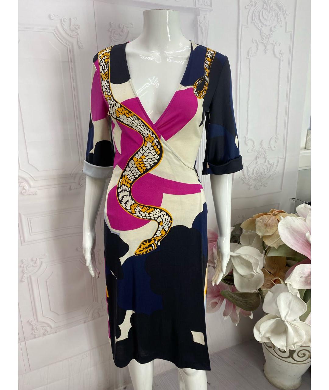 DIANE VON FURSTENBERG Мульти шелковое повседневное платье, фото 6