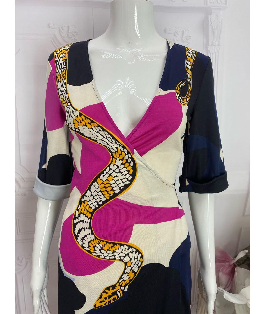 DIANE VON FURSTENBERG Мульти шелковое повседневное платье, фото 5