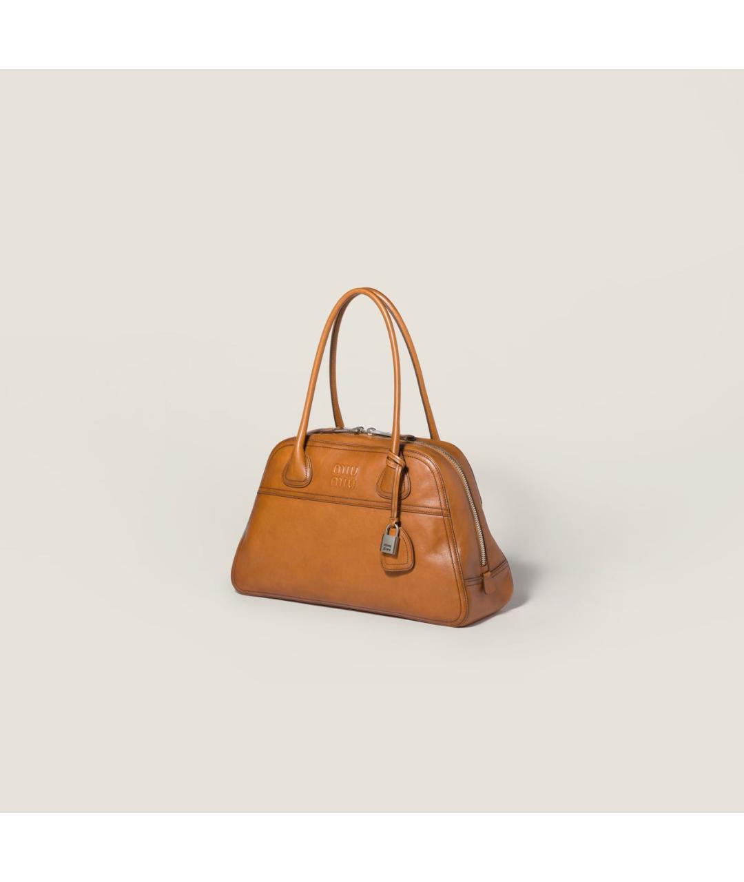MIU MIU Коричневая кожаная сумка с короткими ручками, фото 3