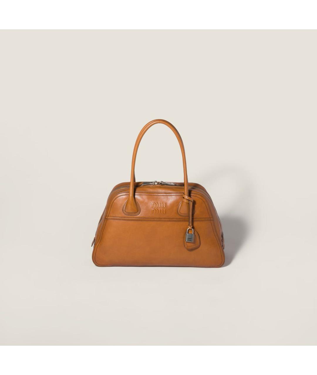MIU MIU Коричневая кожаная сумка с короткими ручками, фото 8