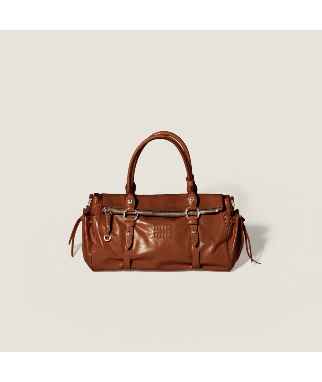 MIU MIU Коричневая кожаная сумка с короткими ручками, фото 6