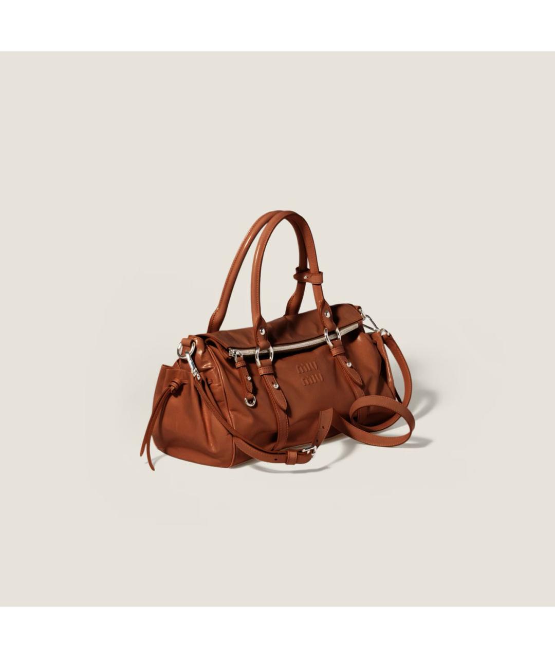 MIU MIU Коричневая кожаная сумка с короткими ручками, фото 2