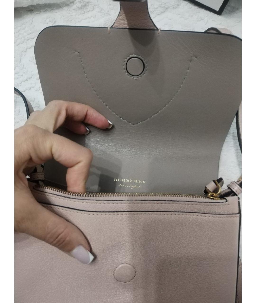 BURBERRY Розовая кожаная сумка через плечо, фото 4