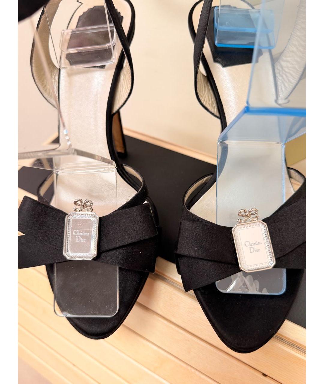 CHRISTIAN DIOR Черные текстильные босоножки, фото 3