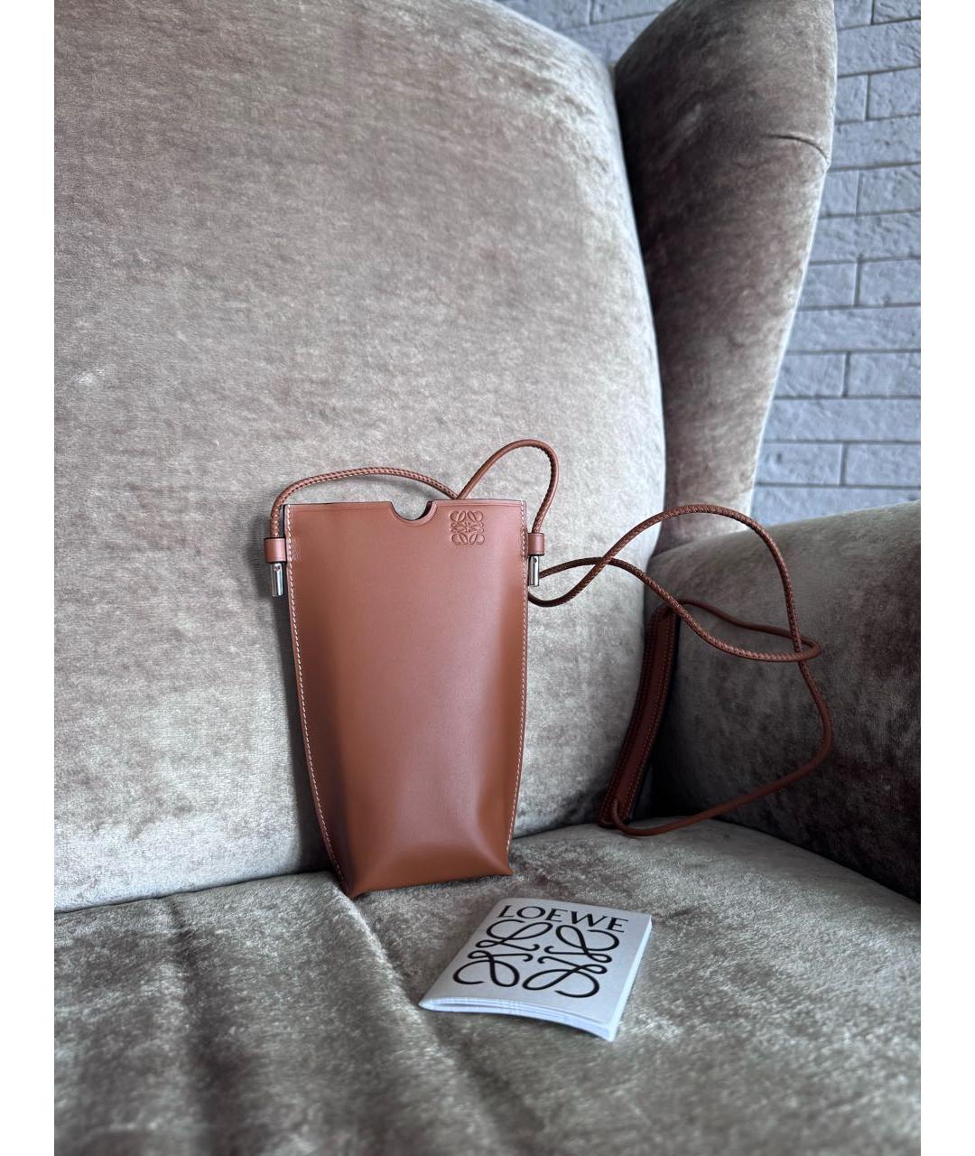 LOEWE Коричневая кожаная сумка через плечо, фото 2