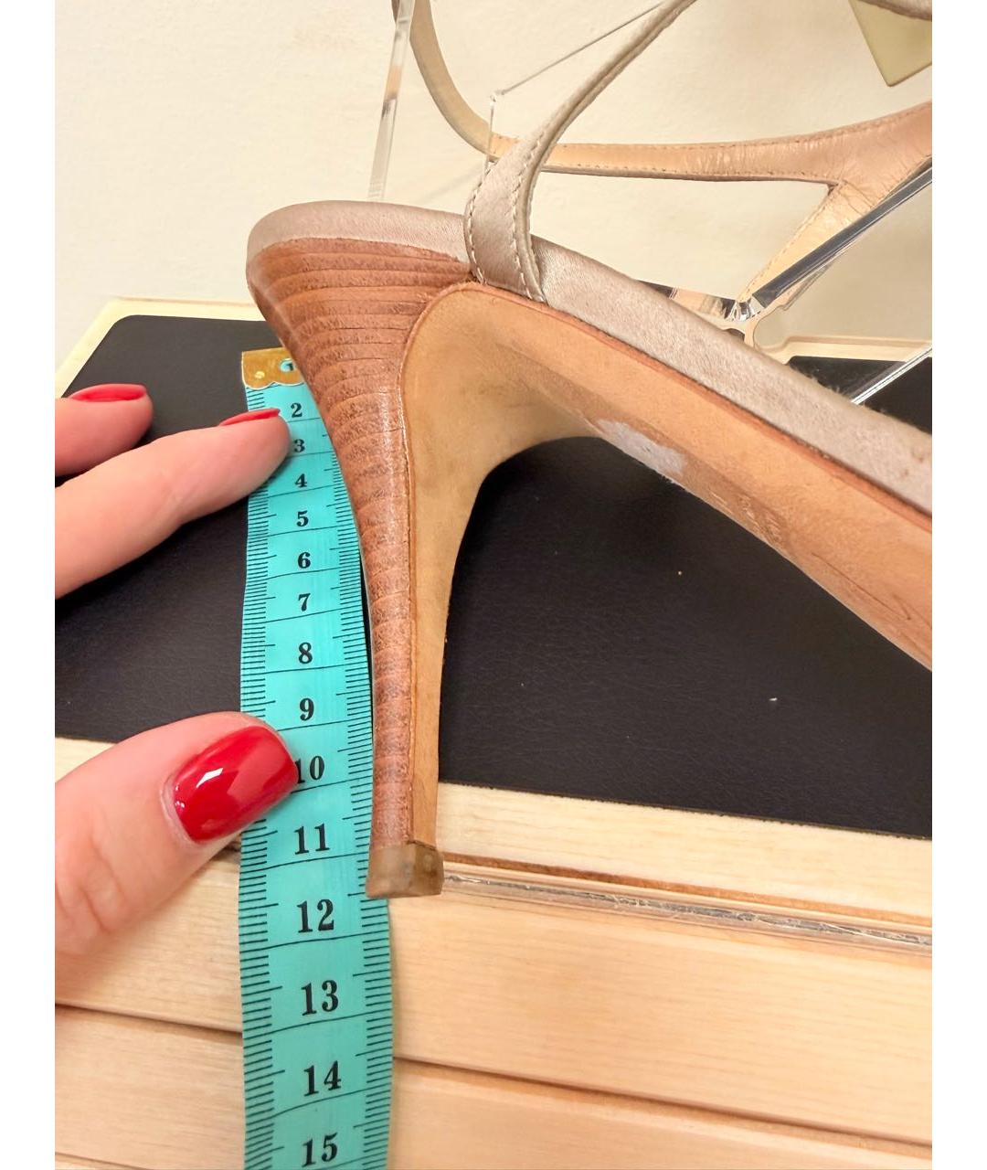 GIUSEPPE ZANOTTI DESIGN Бежевые текстильные босоножки, фото 4