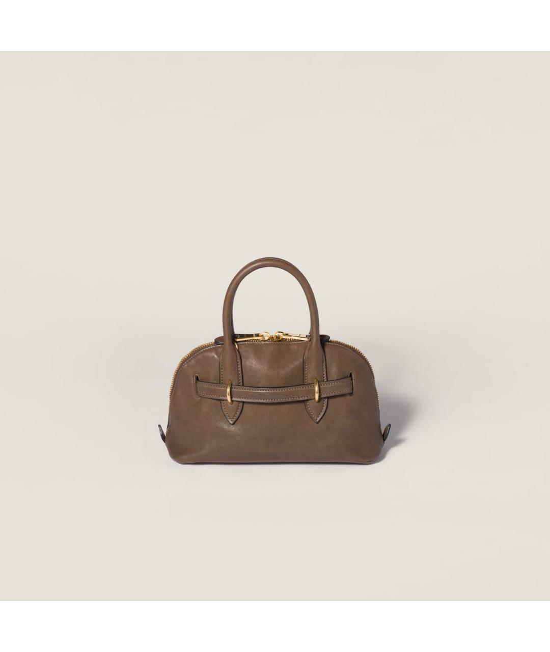 MIU MIU Коричневая кожаная сумка с короткими ручками, фото 4