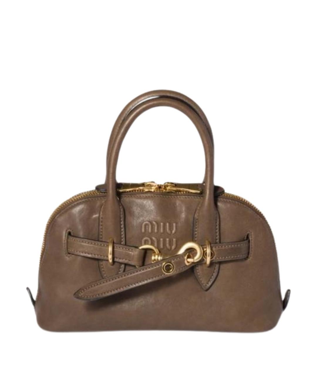 MIU MIU Коричневая кожаная сумка с короткими ручками, фото 1