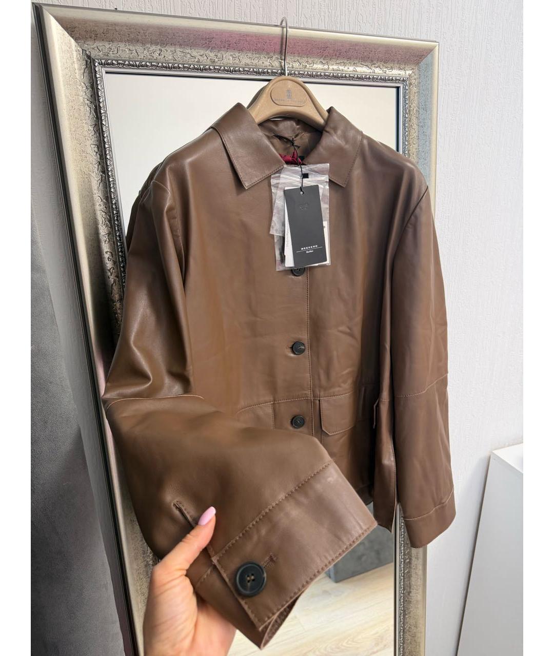 MAX MARA Коричневая кожаная куртка, фото 2