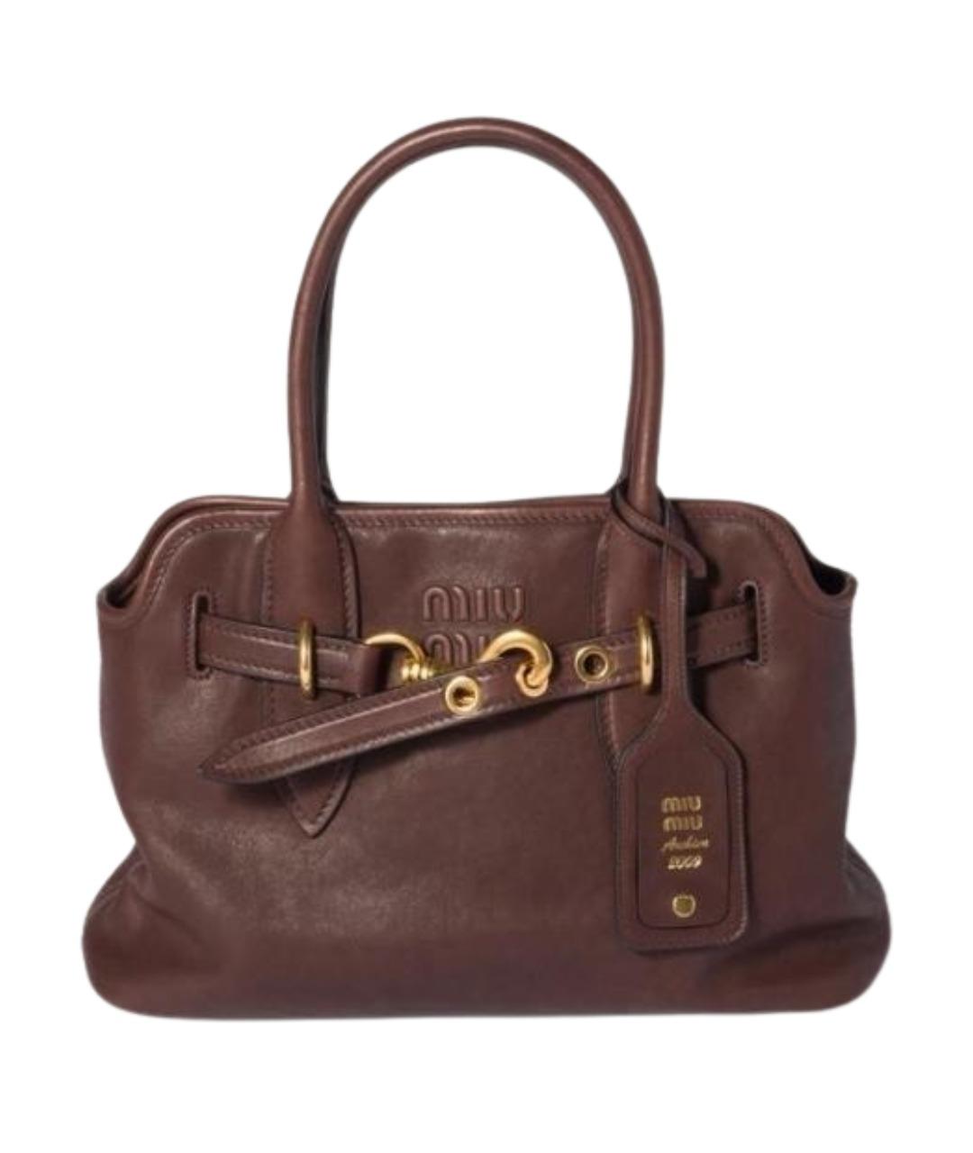 MIU MIU Коричневая кожаная сумка с короткими ручками, фото 1