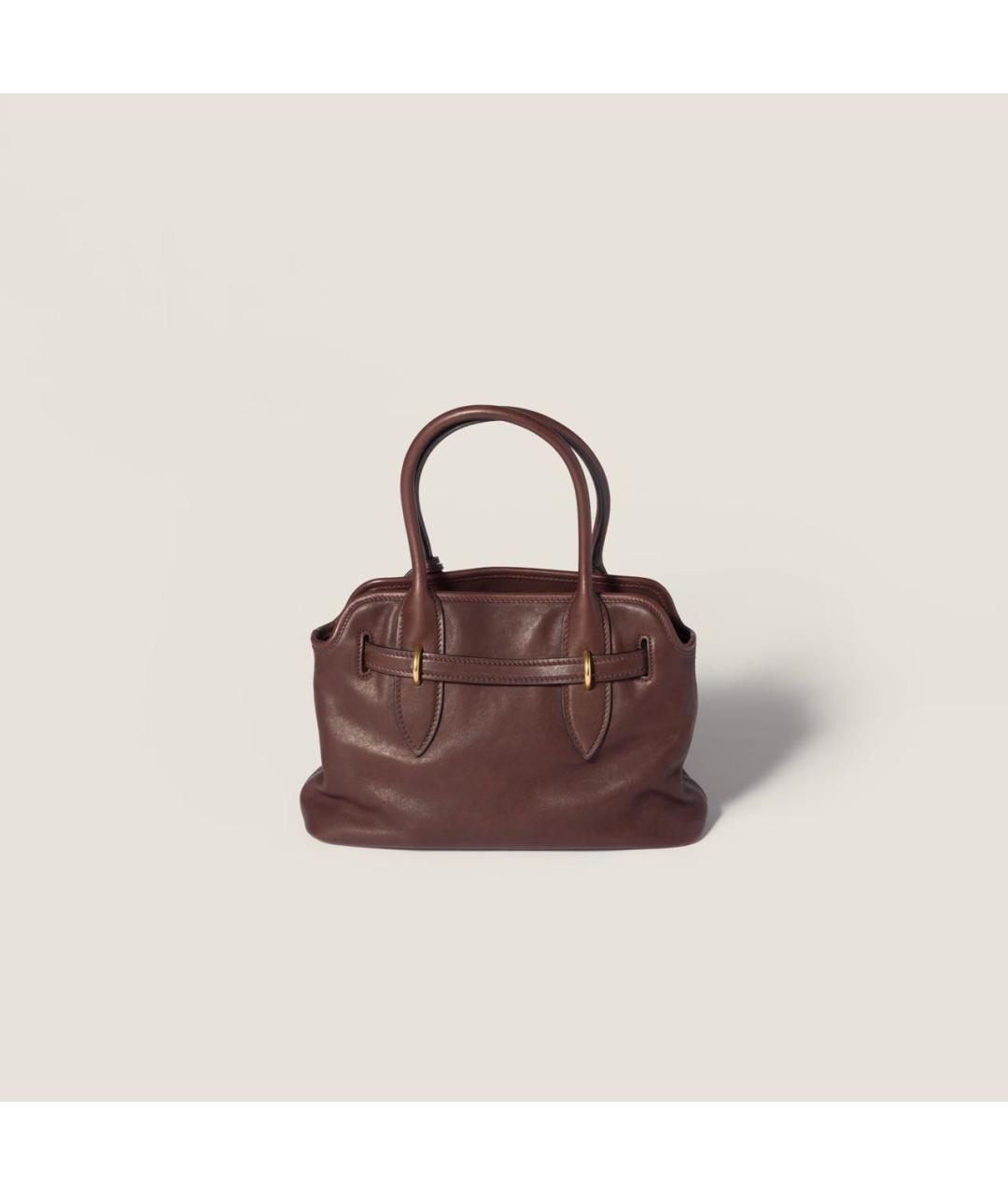 MIU MIU Коричневая кожаная сумка с короткими ручками, фото 4