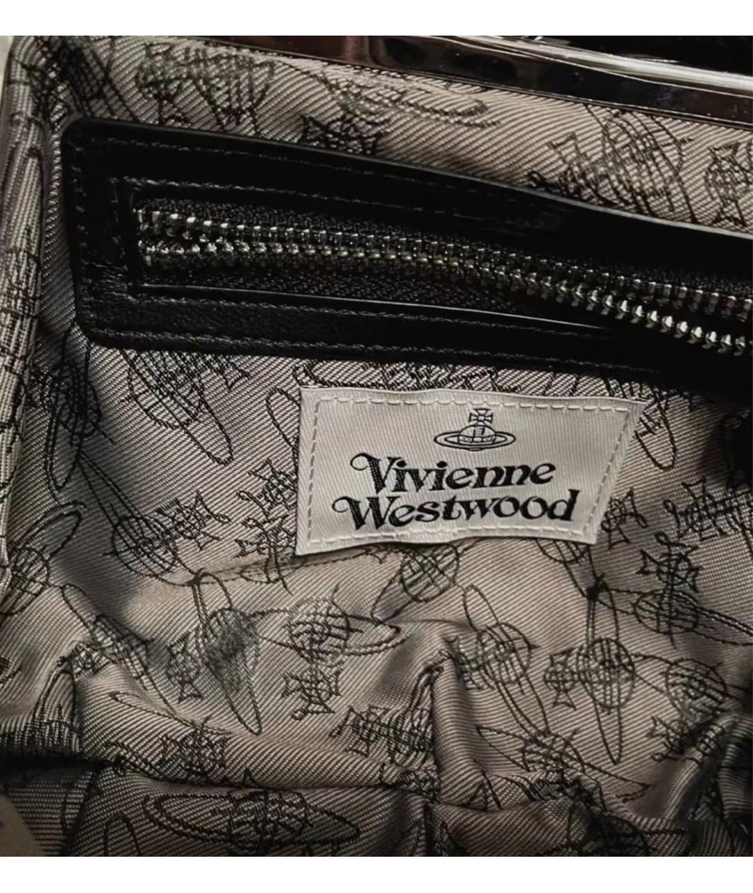 VIVIENNE WESTWOOD Черная кожаная сумка с короткими ручками, фото 7