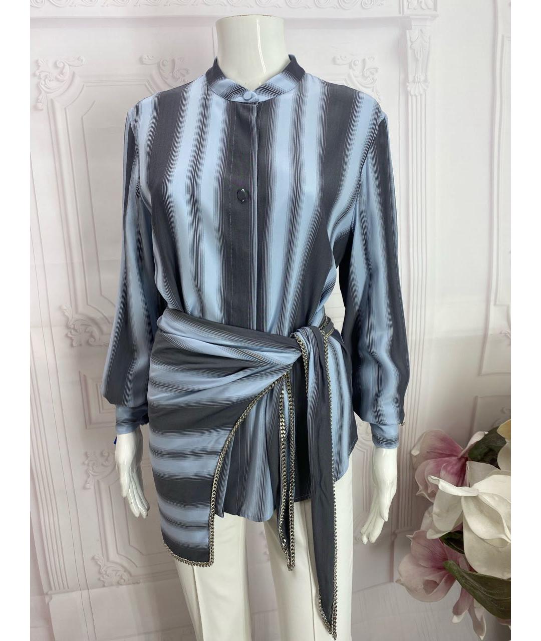 MAX MARA Голубая шелковая блузы, фото 6