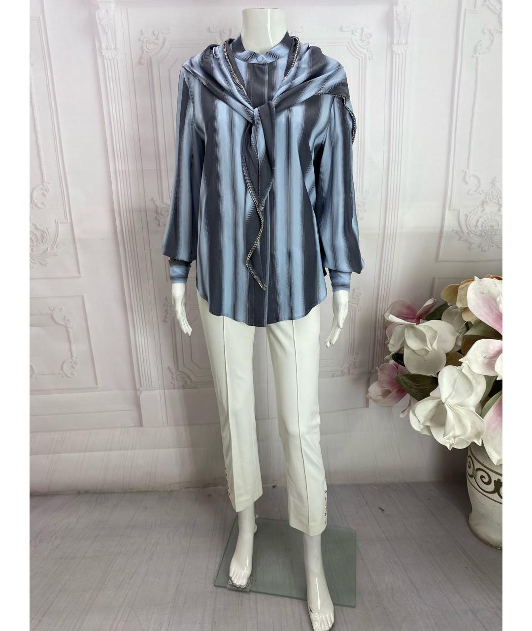 MAX MARA Голубая шелковая блузы, фото 8