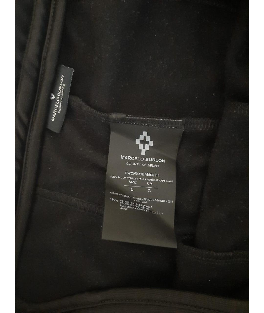 MARCELO BURLON Черные шелковые прямые брюки, фото 4