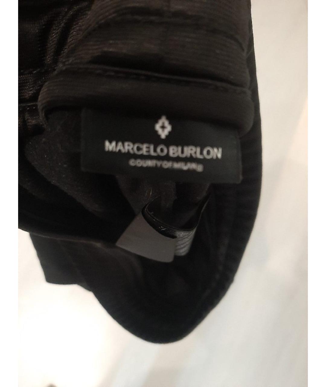 MARCELO BURLON Черные шелковые прямые брюки, фото 5