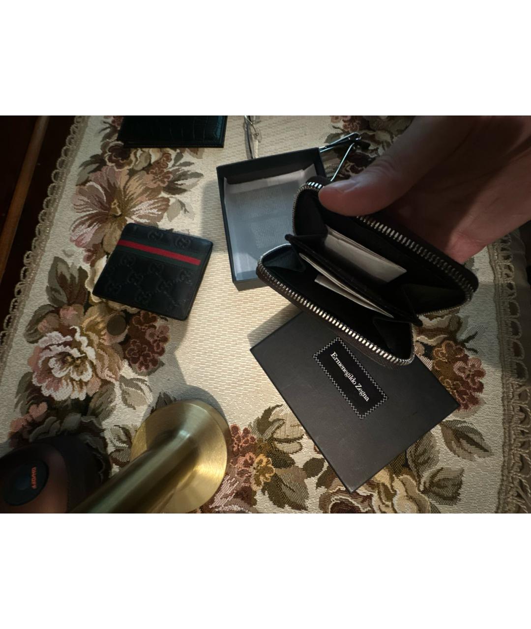 ZEGNA Черный кожаный кошелек, фото 3