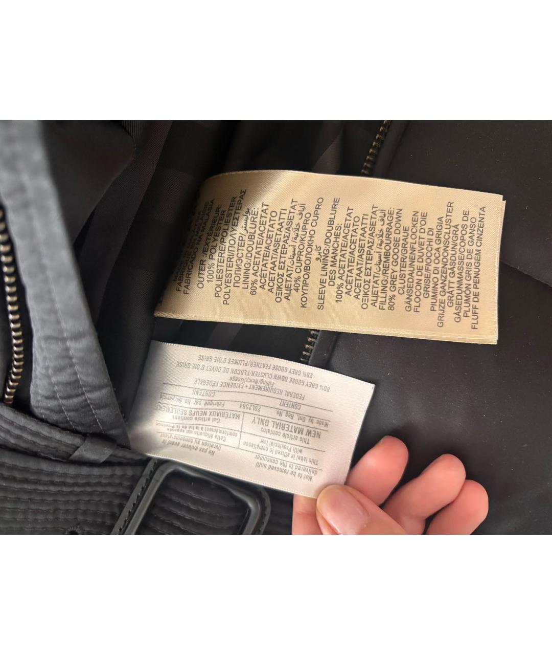 BURBERRY Черный полиэстеровый пуховик, фото 6