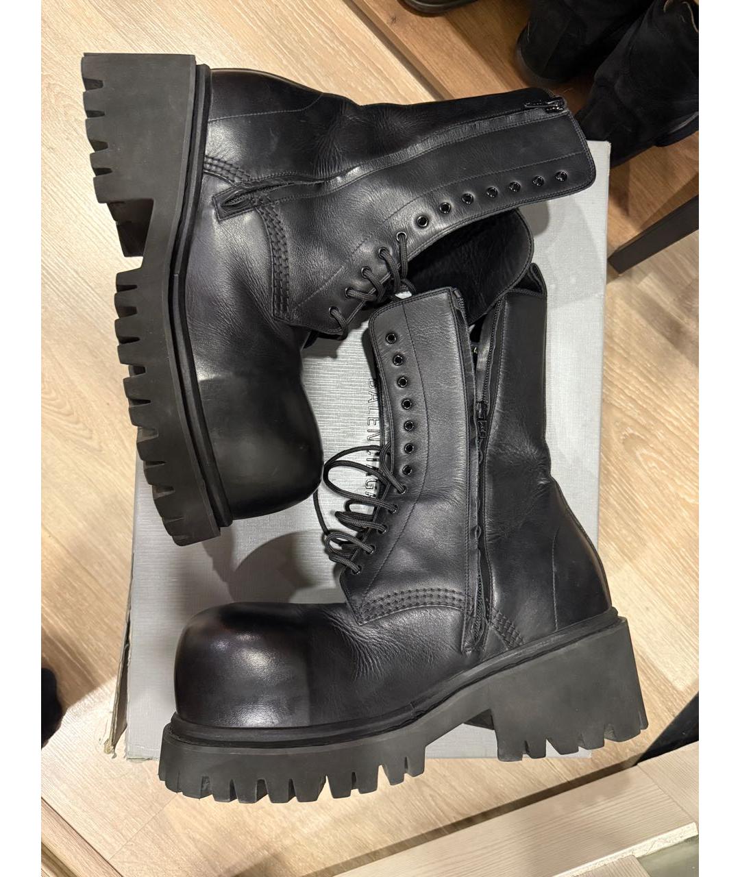 BALENCIAGA Черные кожаные высокие ботинки, фото 9