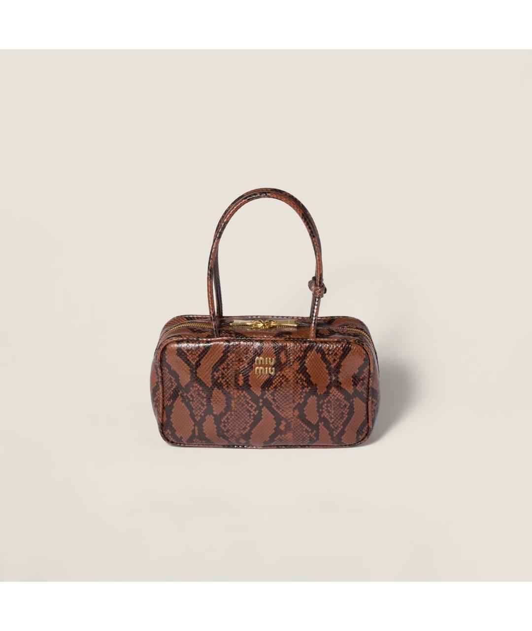 MIU MIU Коричневая кожаная сумка с короткими ручками, фото 1