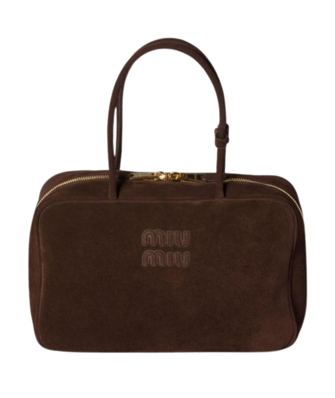 MIU MIU Коричневая кожаная сумка с короткими ручками, фото 1