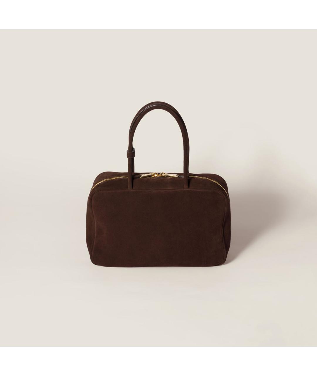 MIU MIU Коричневая кожаная сумка с короткими ручками, фото 4