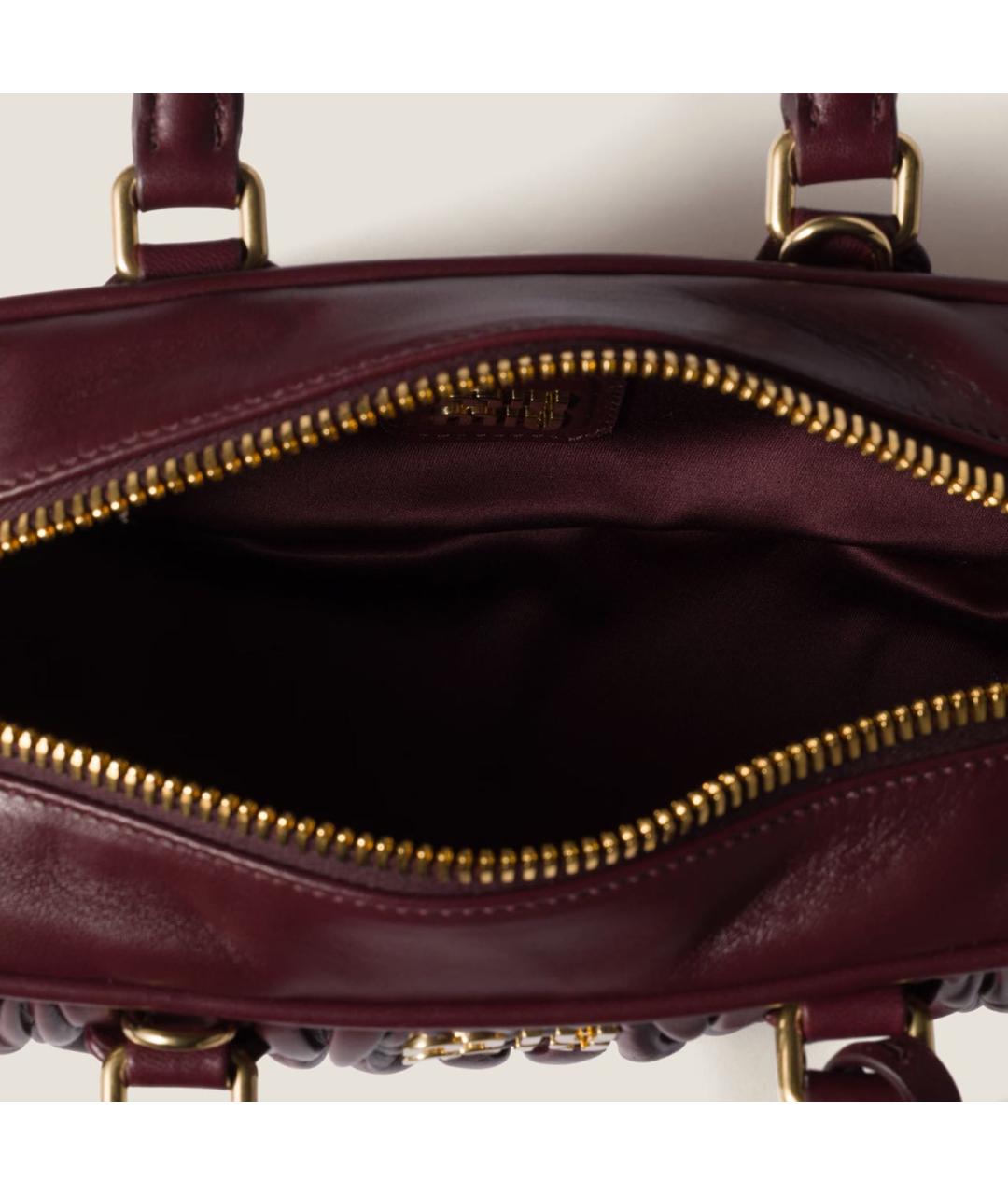 MIU MIU Бордовая кожаная сумка с короткими ручками, фото 6