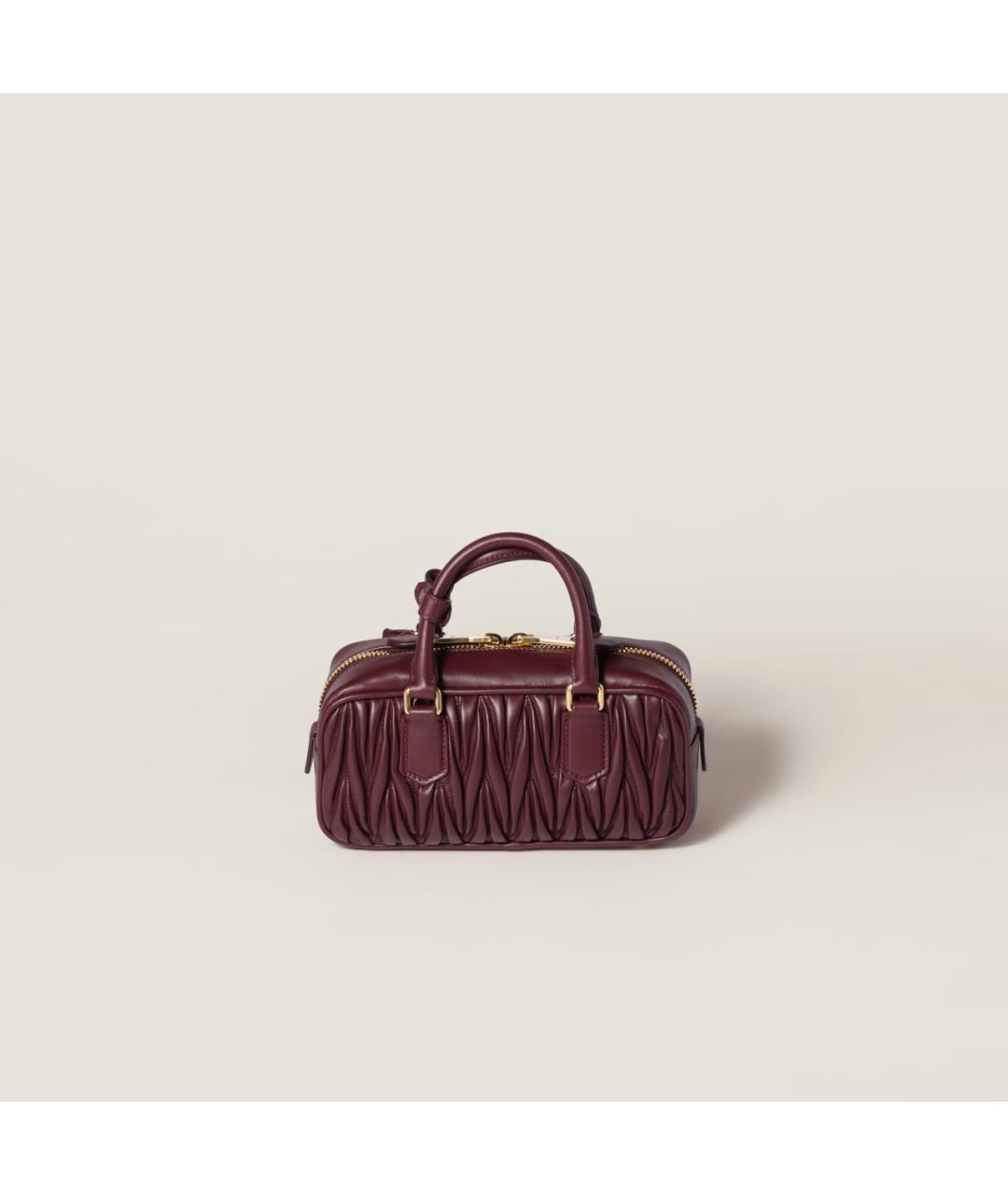 MIU MIU Бордовая кожаная сумка с короткими ручками, фото 4