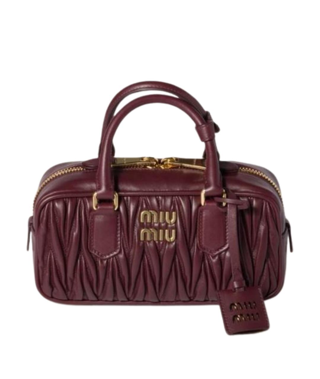 MIU MIU Бордовая кожаная сумка с короткими ручками, фото 1