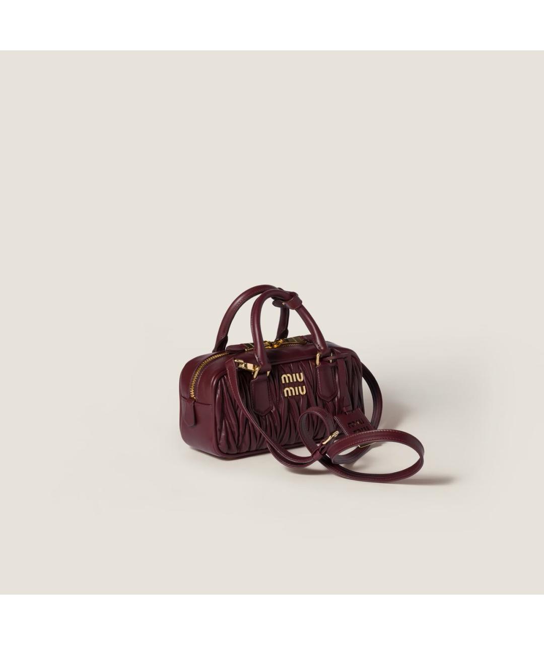 MIU MIU Бордовая кожаная сумка с короткими ручками, фото 3