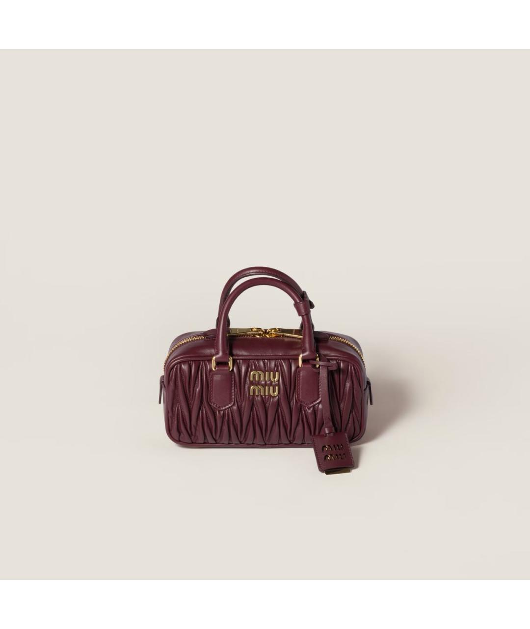 MIU MIU Бордовая кожаная сумка с короткими ручками, фото 8