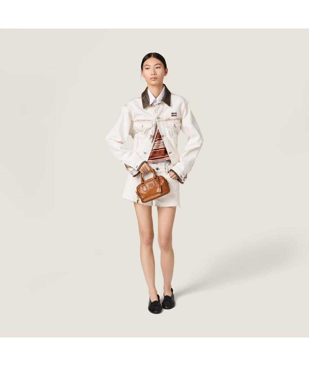 MIU MIU Коричневая кожаная сумка с короткими ручками, фото 2