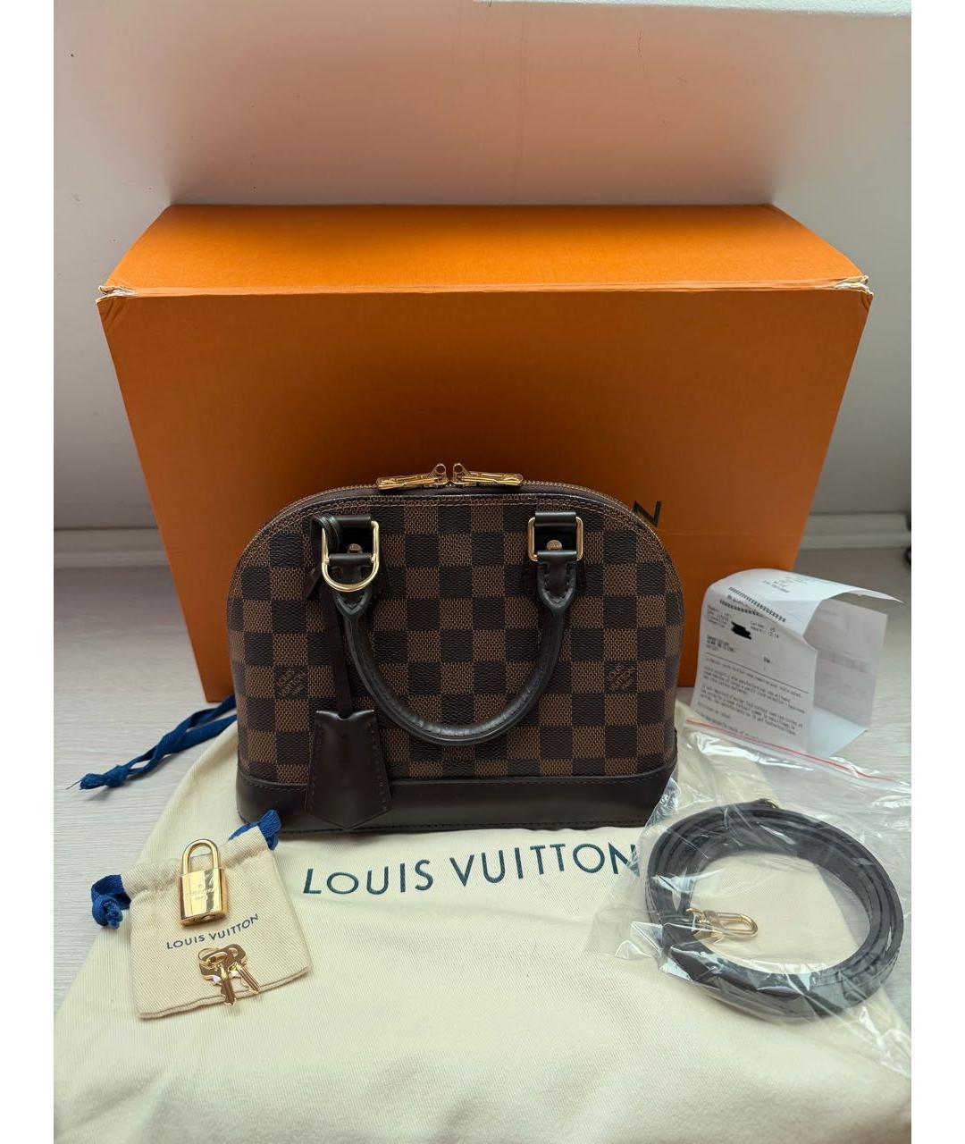 LOUIS VUITTON Коричневая сумка с короткими ручками из канвы, фото 7