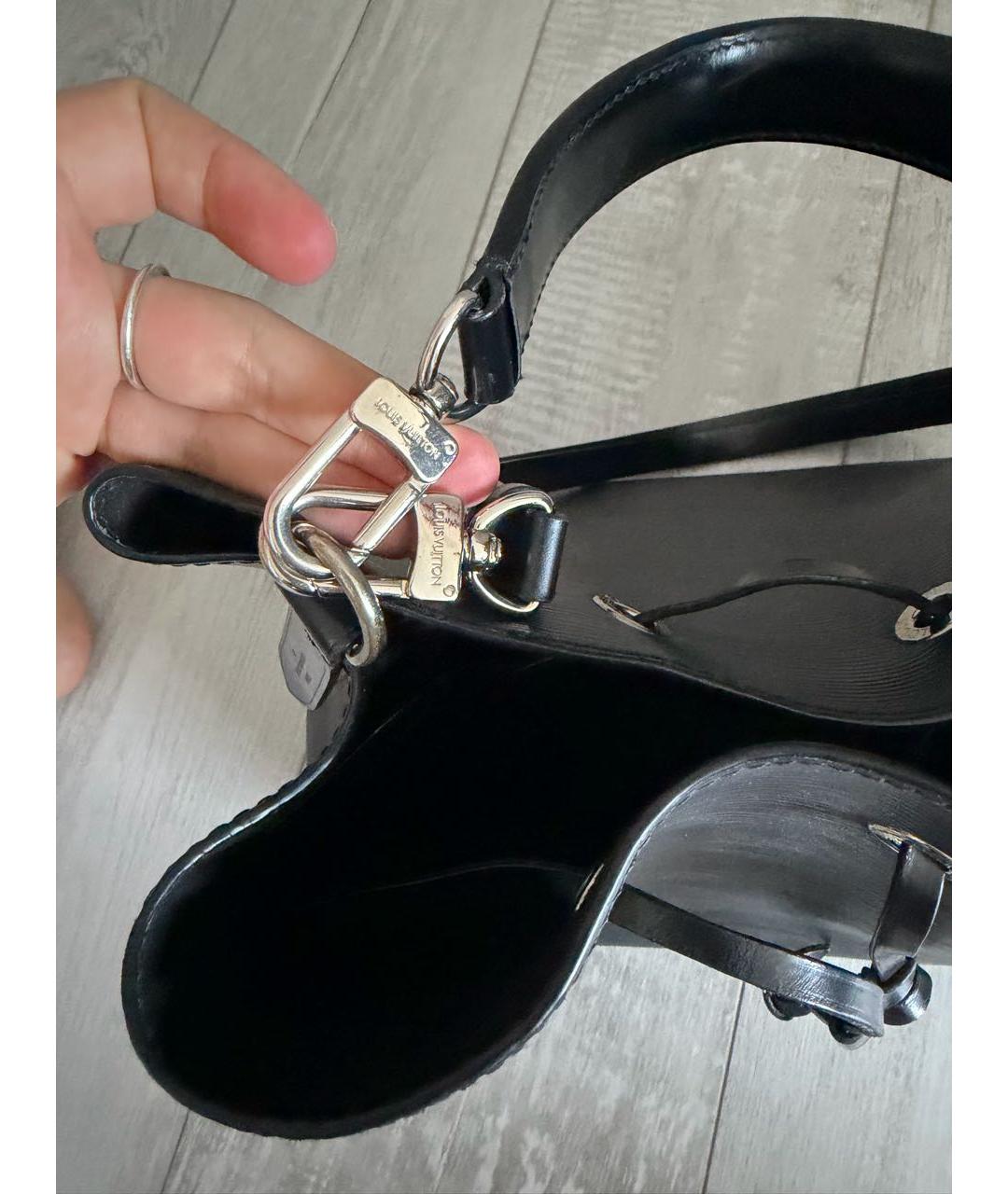 LOUIS VUITTON Черная кожаная сумка тоут, фото 6
