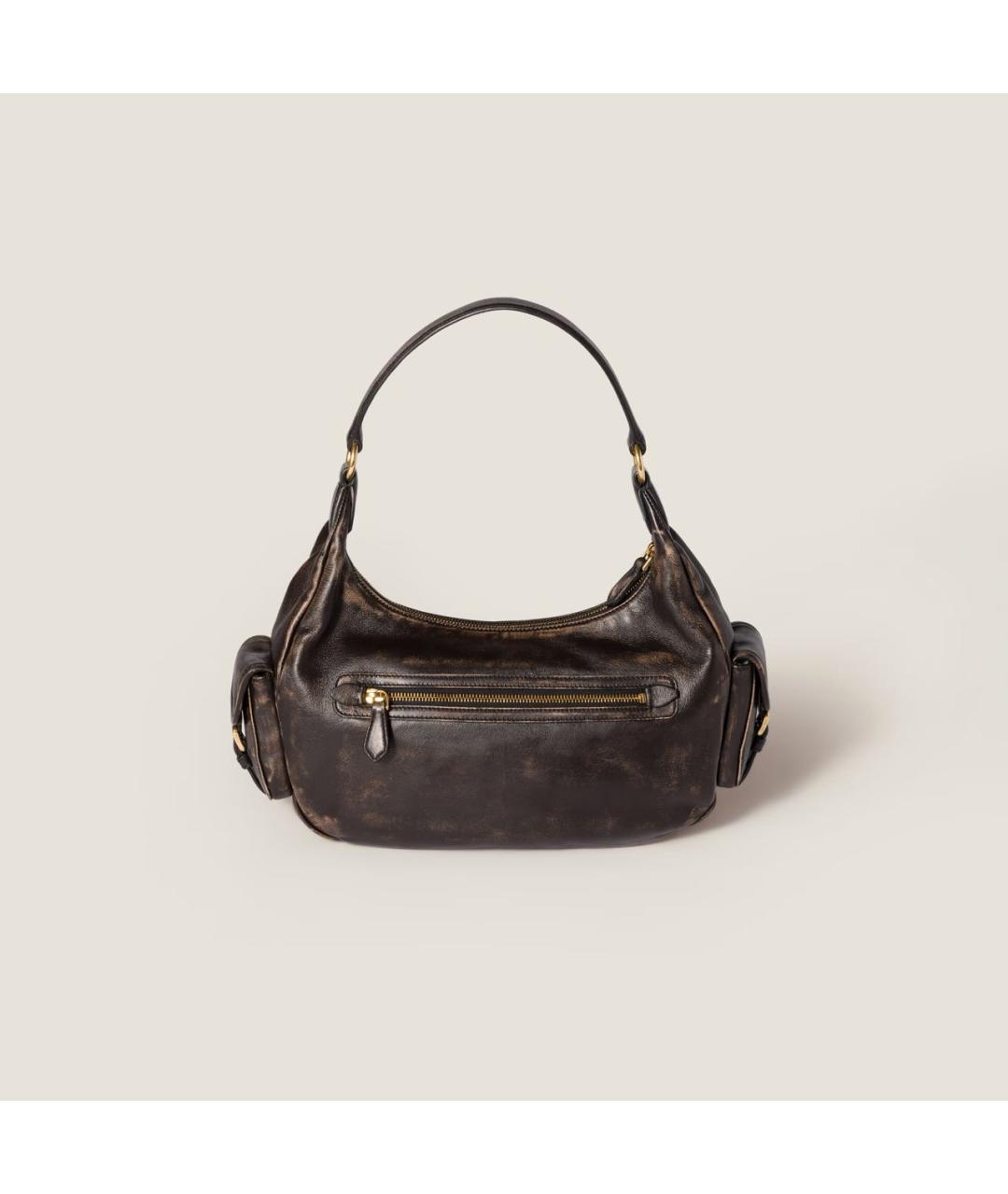 MIU MIU Коричневая кожаная сумка с короткими ручками, фото 4