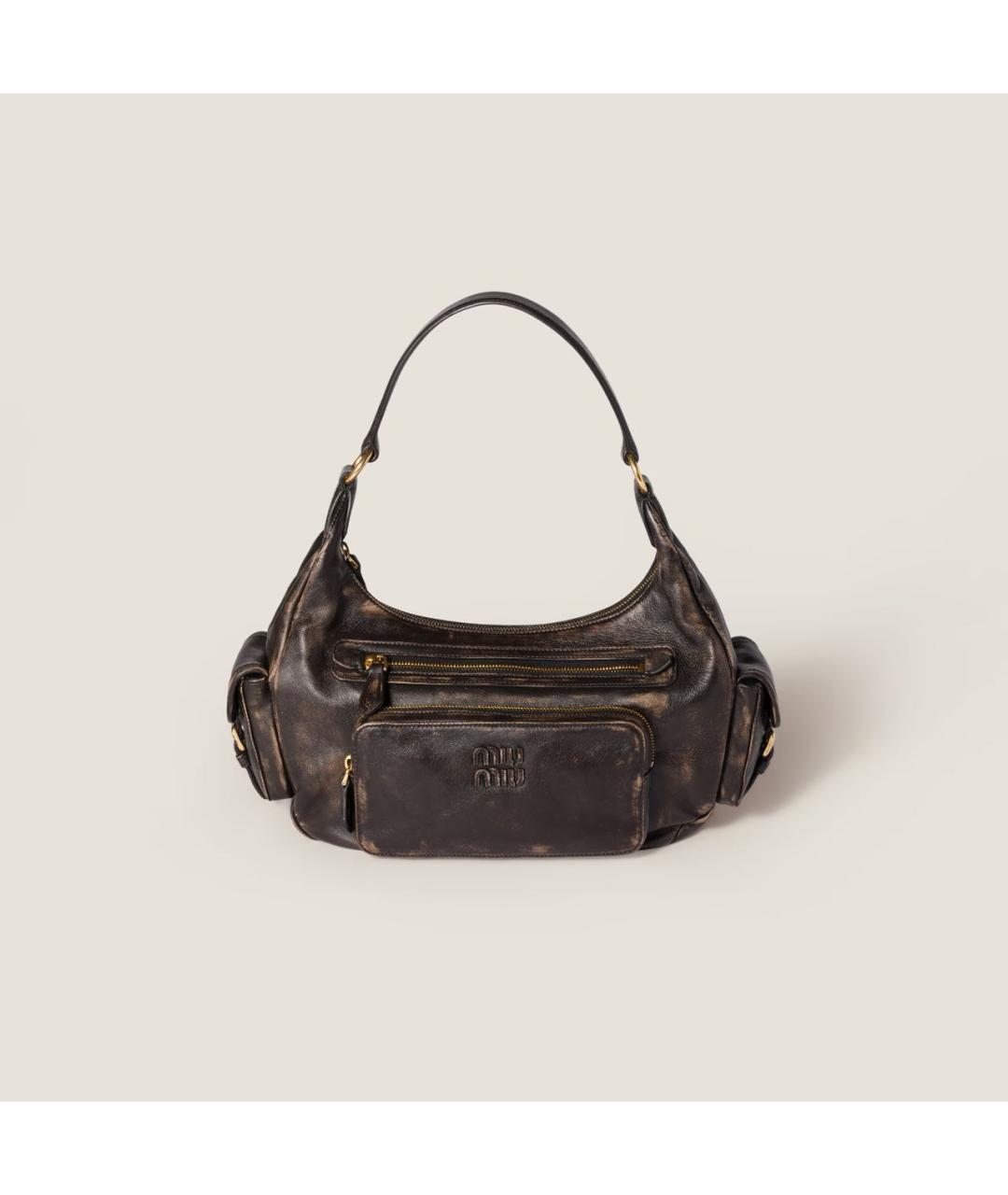 MIU MIU Коричневая кожаная сумка с короткими ручками, фото 9