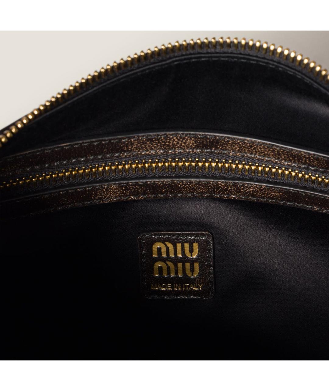 MIU MIU Коричневая кожаная сумка с короткими ручками, фото 6