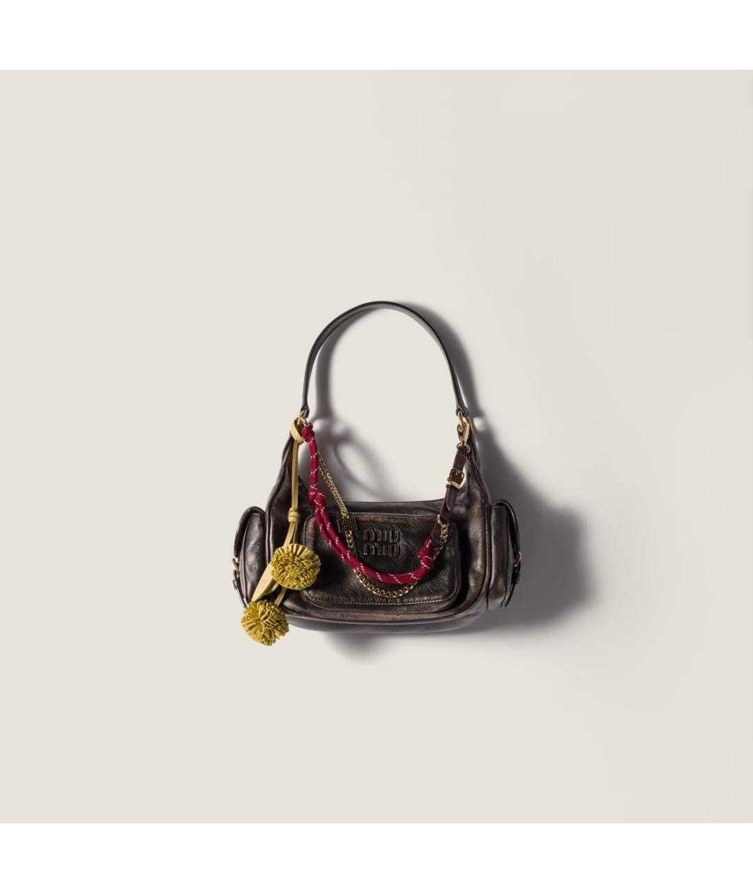 MIU MIU Коричневая кожаная сумка с короткими ручками, фото 2