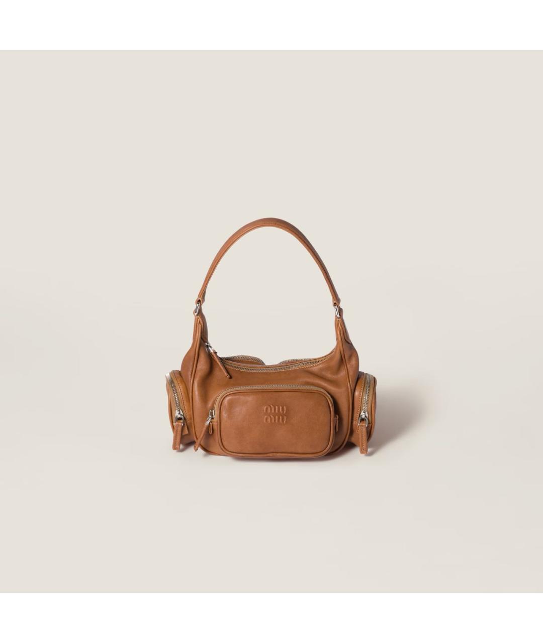 MIU MIU Коричневая кожаная сумка с короткими ручками, фото 8