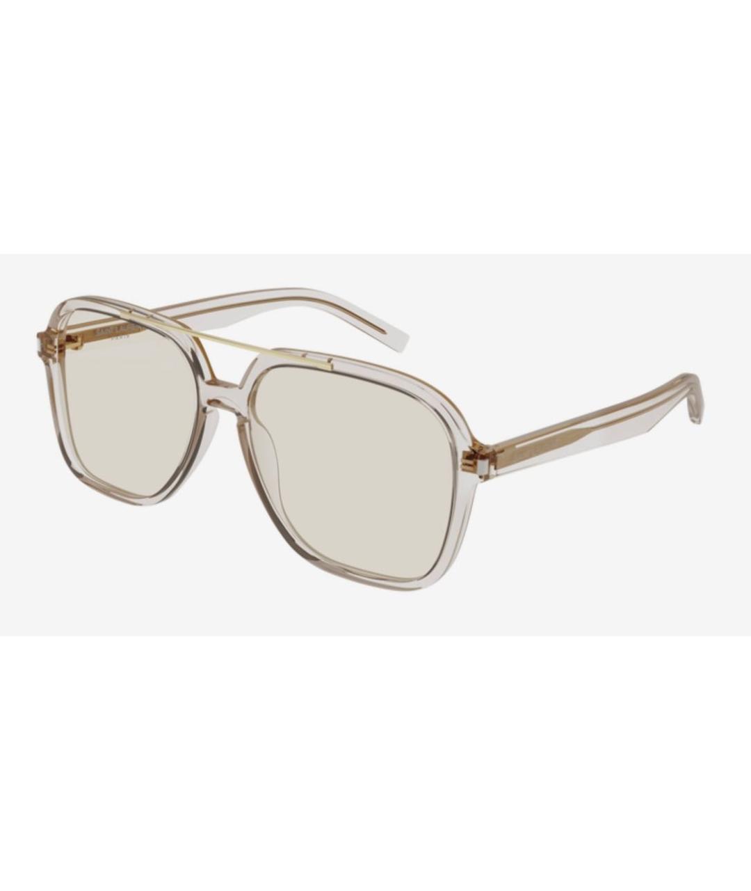 SAINT LAURENT Бежевые пластиковые солнцезащитные очки, фото 4