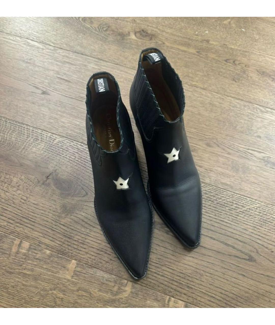 CHRISTIAN DIOR Черные кожаные ботинки, фото 2