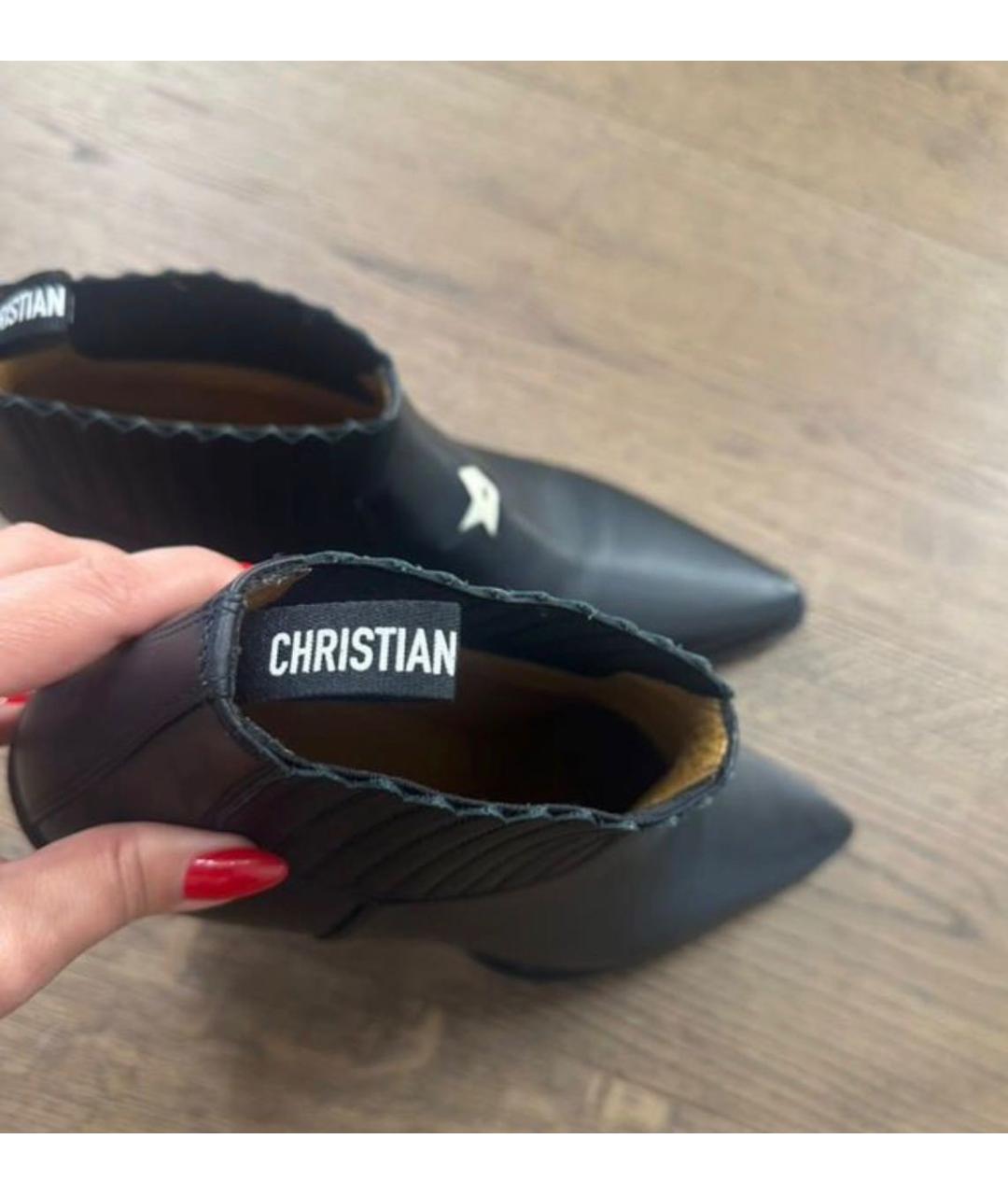 CHRISTIAN DIOR Черные кожаные ботинки, фото 3
