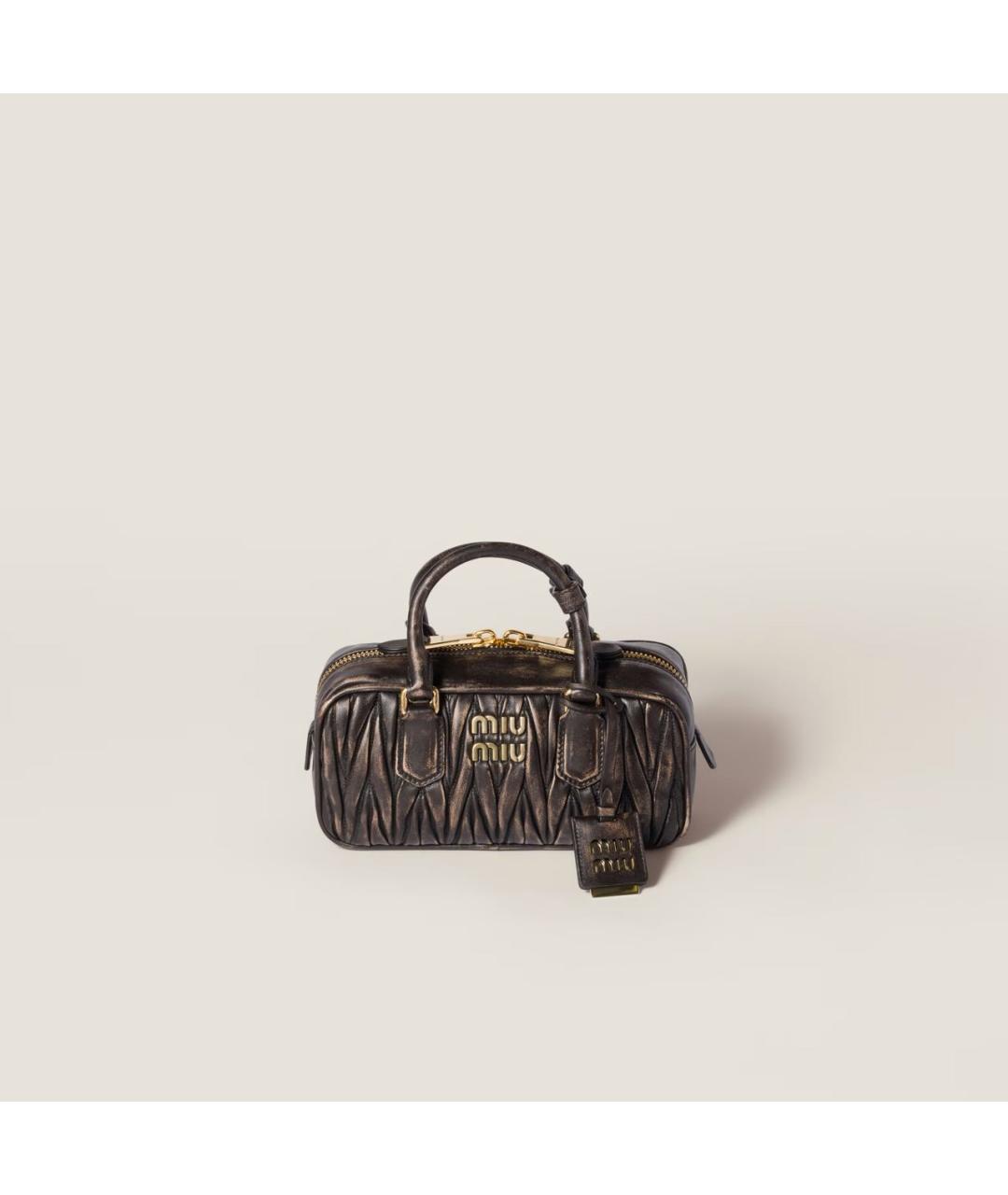 MIU MIU Коричневая кожаная сумка с короткими ручками, фото 8