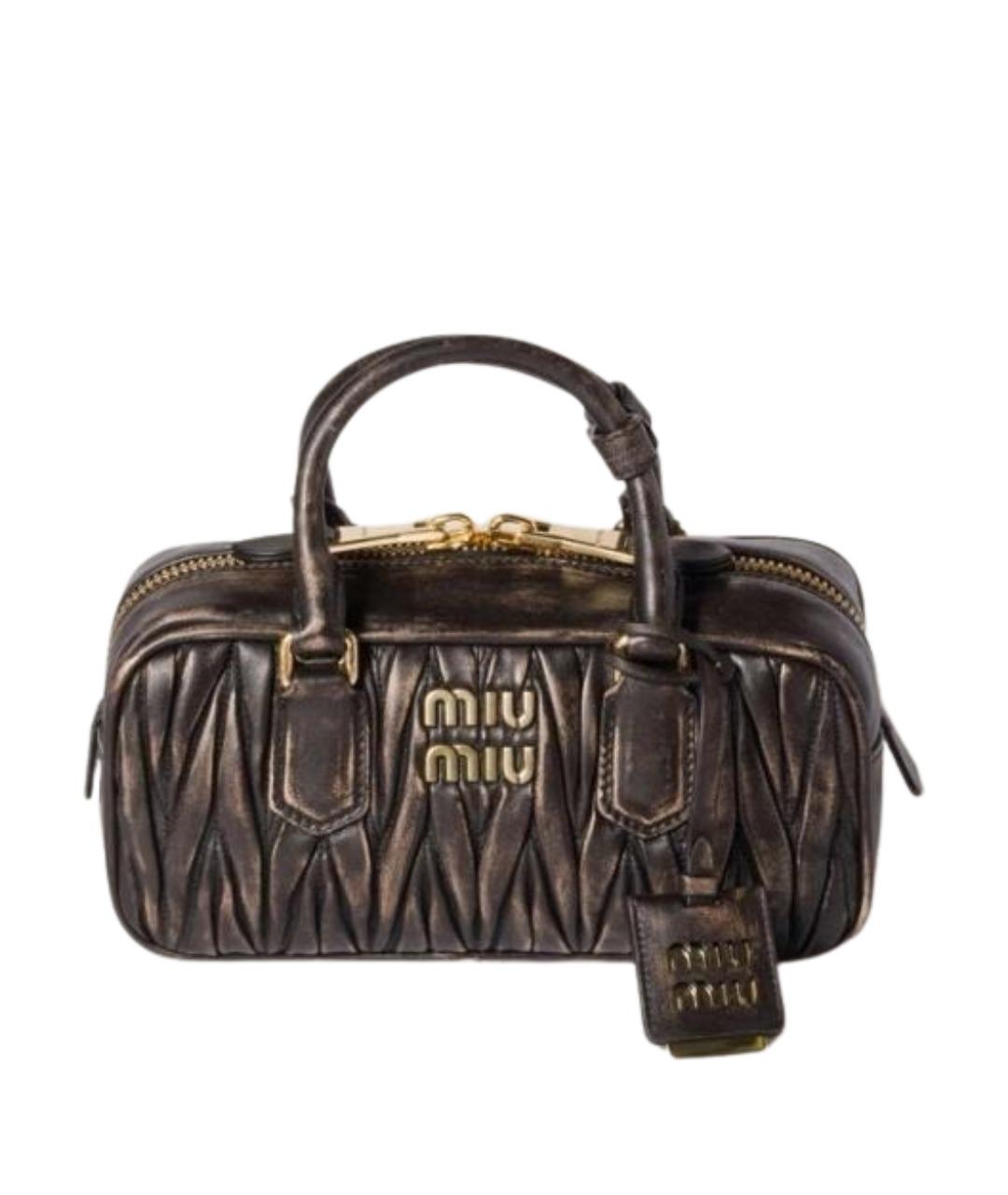 MIU MIU Коричневая кожаная сумка с короткими ручками, фото 1