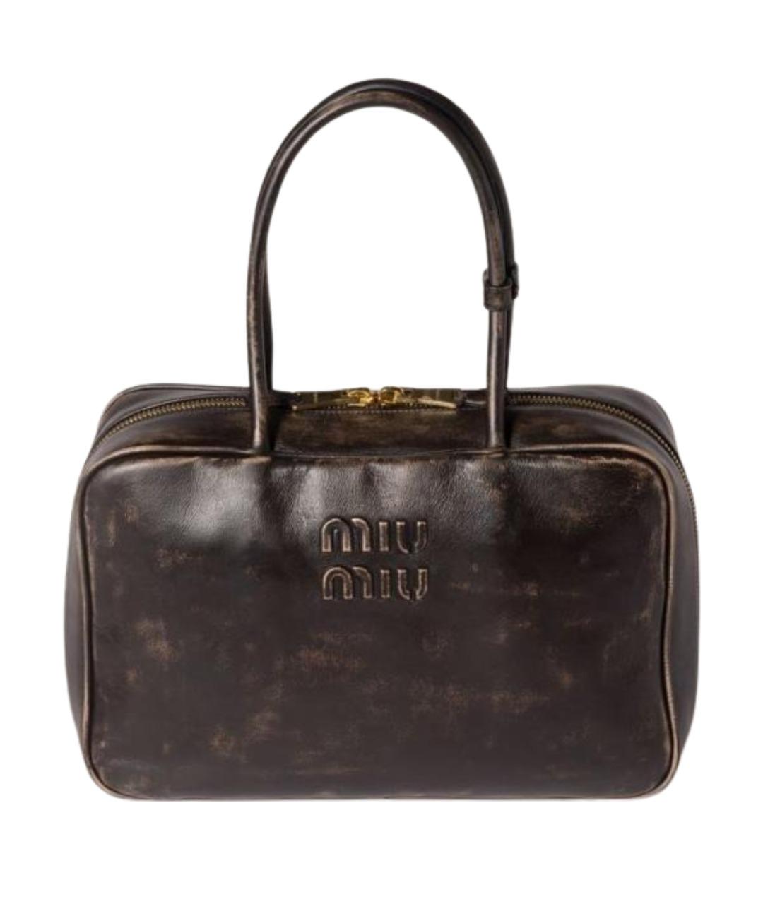 MIU MIU Коричневая кожаная сумка с короткими ручками, фото 1