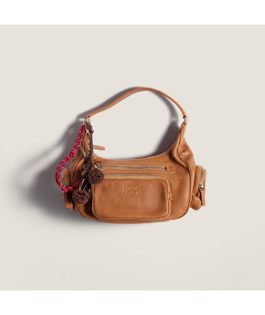 MIU MIU Коричневая кожаная сумка с короткими ручками, фото 2
