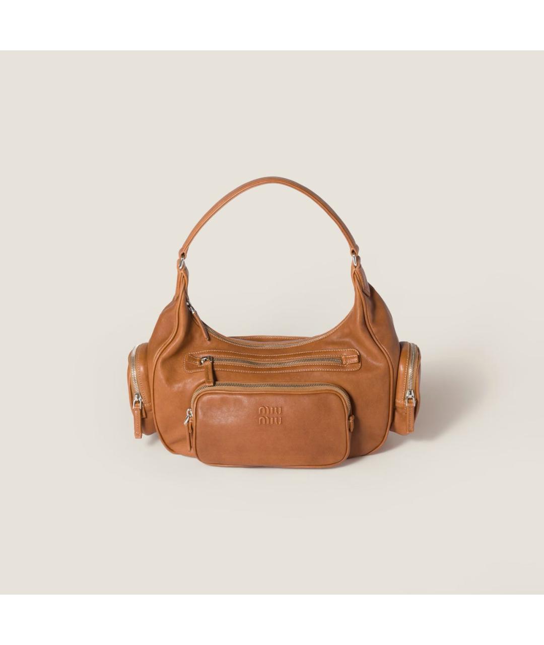 MIU MIU Коричневая кожаная сумка с короткими ручками, фото 8