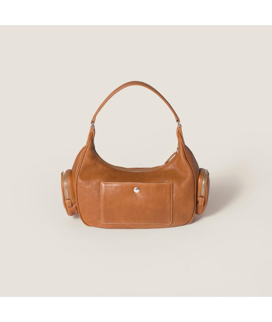 MIU MIU Коричневая кожаная сумка с короткими ручками, фото 4